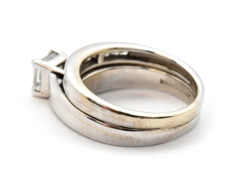 14k White Gold And 0.75ct Princess Diamond Wedding Set 0.55cttw