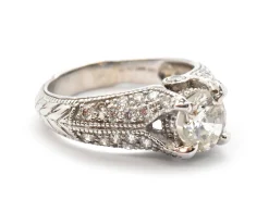 14k White Gold And 1.38ct Round Diamond Ring With 0.75cttw Accents