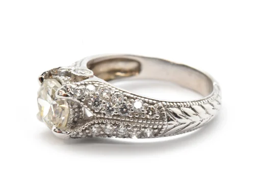 14k White Gold And 1.38ct Round Diamond Ring With 0.75cttw Accents