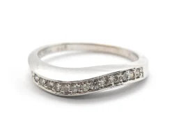 14k White Gold And 0.24cttw Diamond Wave Band Ring Size 6.75