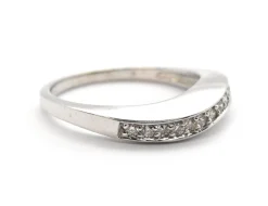 14k White Gold And 0.24cttw Diamond Wave Band Ring Size 6.75
