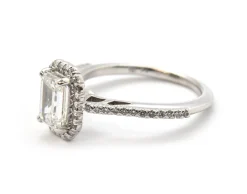 14k White Gold And GIA 1.07ct Emerald-Cut Diamond Ring With Accents