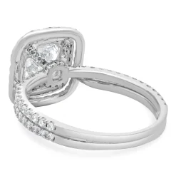 14k White Gold and Platinum Cushion Cut Diamond Engagement Ring
