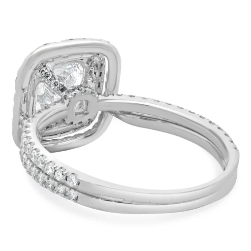 14k White Gold and Platinum Cushion Cut Diamond Engagement Ring