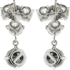 14k White Gold Black and White Diamond Dangle Earrings