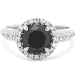 14k White Gold Black Diamond Engagement Ring