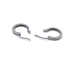18k White Gold Black Rhodium Diamond Huggie Earrings