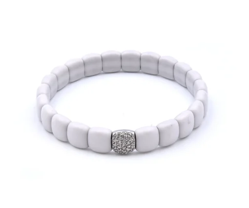 18k White Gold Ceramic and Diamond Bracelet