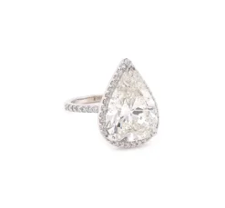 14k White Gold 10.09ct Pear Diamond Engagement Ring
