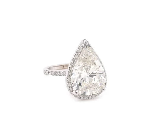14k White Gold 10.09ct Pear Diamond Engagement Ring