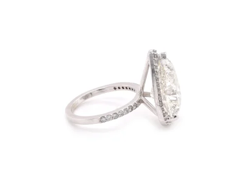 14k White Gold 10.09ct Pear Diamond Engagement Ring