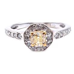 14k White Gold 0.30ct Yellow Princess Cut Diamond Engagement Ring