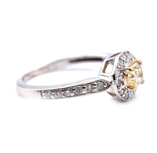 14k White Gold 0.30ct Yellow Princess Cut Diamond Engagement Ring