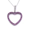 14k White Gold Diamond and Pink Sapphire Heart Necklace