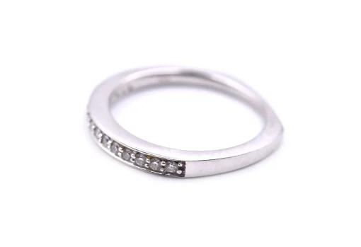 18k White Gold Diamond Band with Euro Shank