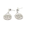 14k White Gold Diamond Circle Dangling Earrings