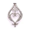 18k White Gold Diamond Fleur De Lis and Heart Pendant