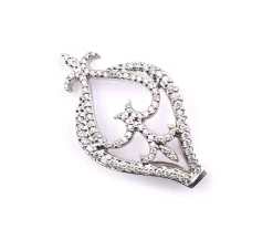 18k White Gold Diamond Fleur De Lis and Heart Pendant
