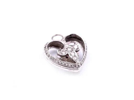 14k White Gold Diamond Heart Pendant
