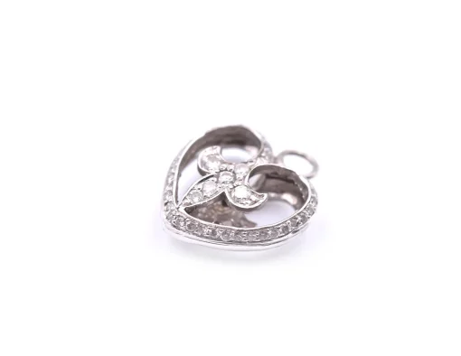 14k White Gold Diamond Heart Pendant