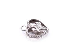 14k White Gold Diamond Heart Pendant