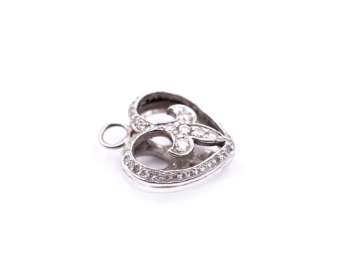 14k White Gold Diamond Heart Pendant
