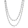 14k White Gold Double Row Multi-Shaped Diamond Necklace