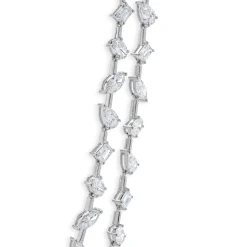 14k White Gold Double Row Multi-Shaped Diamond Necklace