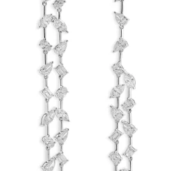 14k White Gold Double Row Multi-Shaped Diamond Necklace