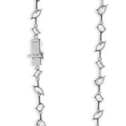 14k White Gold Double Row Multi-Shaped Diamond Necklace
