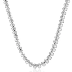 14k White Gold Illusion Diamond Graduated Tennis Necklace