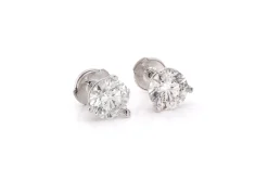 14k White Gold Martini Set Diamond Stud Earrings