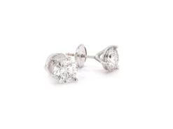 14k White Gold Martini Set Diamond Stud Earrings