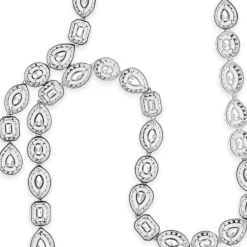 14k White Gold Multi-Shaped Halo Diamond Lariat Necklace
