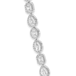 14k White Gold Multi-Shaped Halo Diamond Lariat Necklace