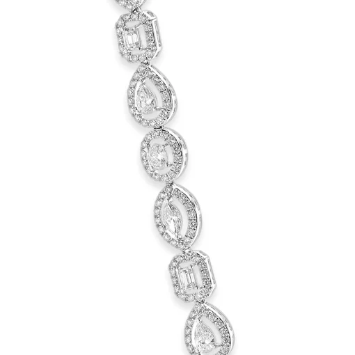 14k White Gold Multi-Shaped Halo Diamond Lariat Necklace