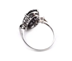 14k White Gold Onyx and Diamond Ring