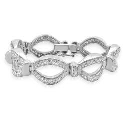 18k White Gold Oval Link Diamond Bracelet