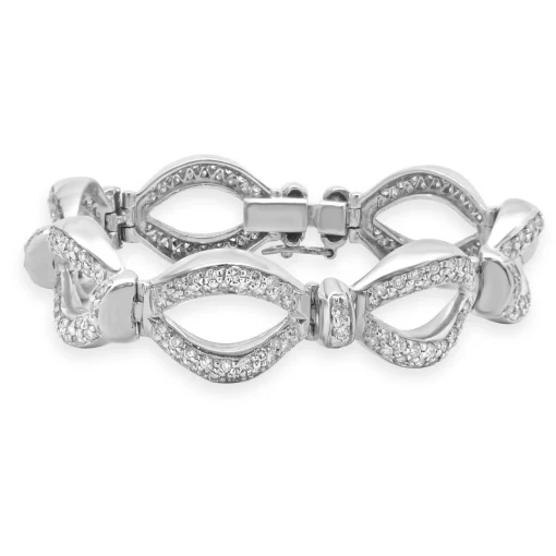 18k White Gold Oval Link Diamond Bracelet