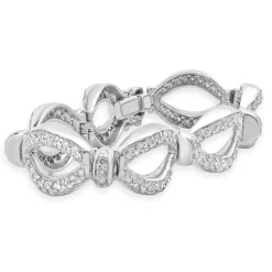 18k White Gold Oval Link Diamond Bracelet