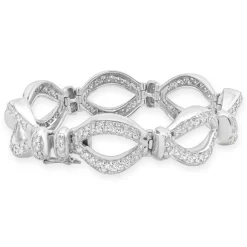 18k White Gold Oval Link Diamond Bracelet