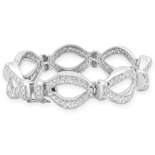18k White Gold Oval Link Diamond Bracelet