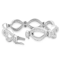 18k White Gold Oval Link Diamond Bracelet