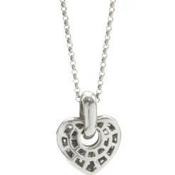 14k White Gold Pave Diamond Heart Pendant Necklace