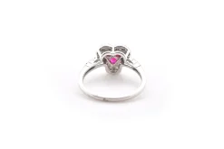 14k White Gold Ruby Trio and Diamond Ring