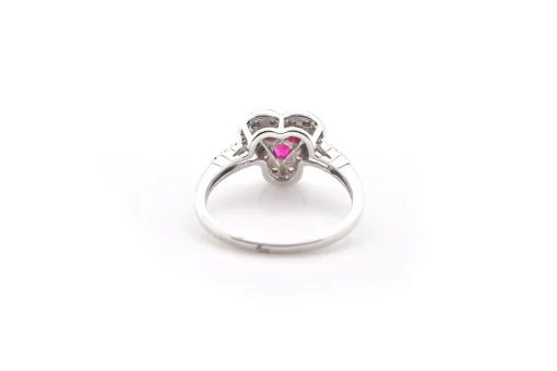 14k White Gold Ruby Trio and Diamond Ring