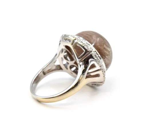 18k White Gold Rutilated Quartz and Diamond Ring