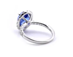 14k White Gold Tanzanite and Diamond Halo Ring