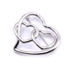 14k White Gold Triple Heart Pendant