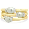 18K Yellow Gold & Platinum Baroque Pearl and Diamond Hinged Cuff